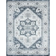thumbnail image 3 of Traditional 5x7 Area Rug (5'3'' x 7'3'') Medallion White, Blue Living Room Easy to Clean, 3 of 10