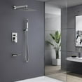 thumbnail image 3 of Veryke 12 Inch Square Bathroom Rain Mixer Shower Combo with Rough-in Valve, 3 Function - Brushed Nickel, 3 of 6