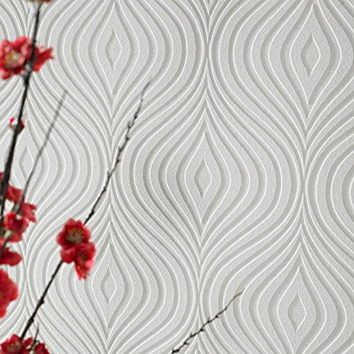 Graham and Brown 17583 Curvy White Paintable Wallpaper Graham and Brown 17583 Curvy White Paintable Wallpaper