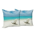 thumbnail image 6 of Ambesonne Travel Throw Pillow Cover 2 Pack, Maldives Beach Sunny Day, 16", Turquoise Off White, 6 of 6