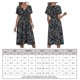 thumbnail image 2 of Vestido Casual Vestido casual bohemio con cuello en V primavera verano vestido de manga corta hinchado fruncido Cgtredaw Para estrenar, 2 of 6