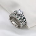 thumbnail image 2 of Matching Ring Couple Rings White Gold Plated 1CT CZ Women Wedding Ring Sets Female Ring, 2 of 7