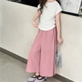 thumbnail image 2 of MZXELPRJD 2pcs Outfits for Girls Short Sleeve Lace Trim Plain Button Down Tops Wide Leg Pants Kids Trendy Loose Fit Toddler Girl Clothing Set, 2 of 9