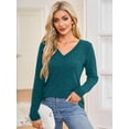 thumbnail image 7 of JYLFC Women Long Sleeve V-Neck Sweatshirts Brushed Tunic Sweaters, Blue 3XL, 7 of 7