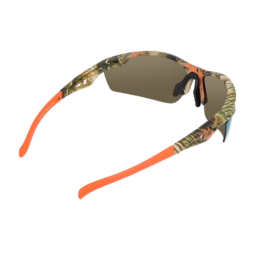 SafetyVu Camo Outdoor Safety Glasses with Large Orange Lens - ANSI Z87 Compliant