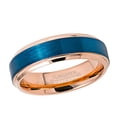 thumbnail image 2 of 6mm Brushed 2-Tone Blue & Rose Gold IP Tungsten Carbide Wedding Band Engagement Ring Comfort Fit - #962PLs10.5, 2 of 3