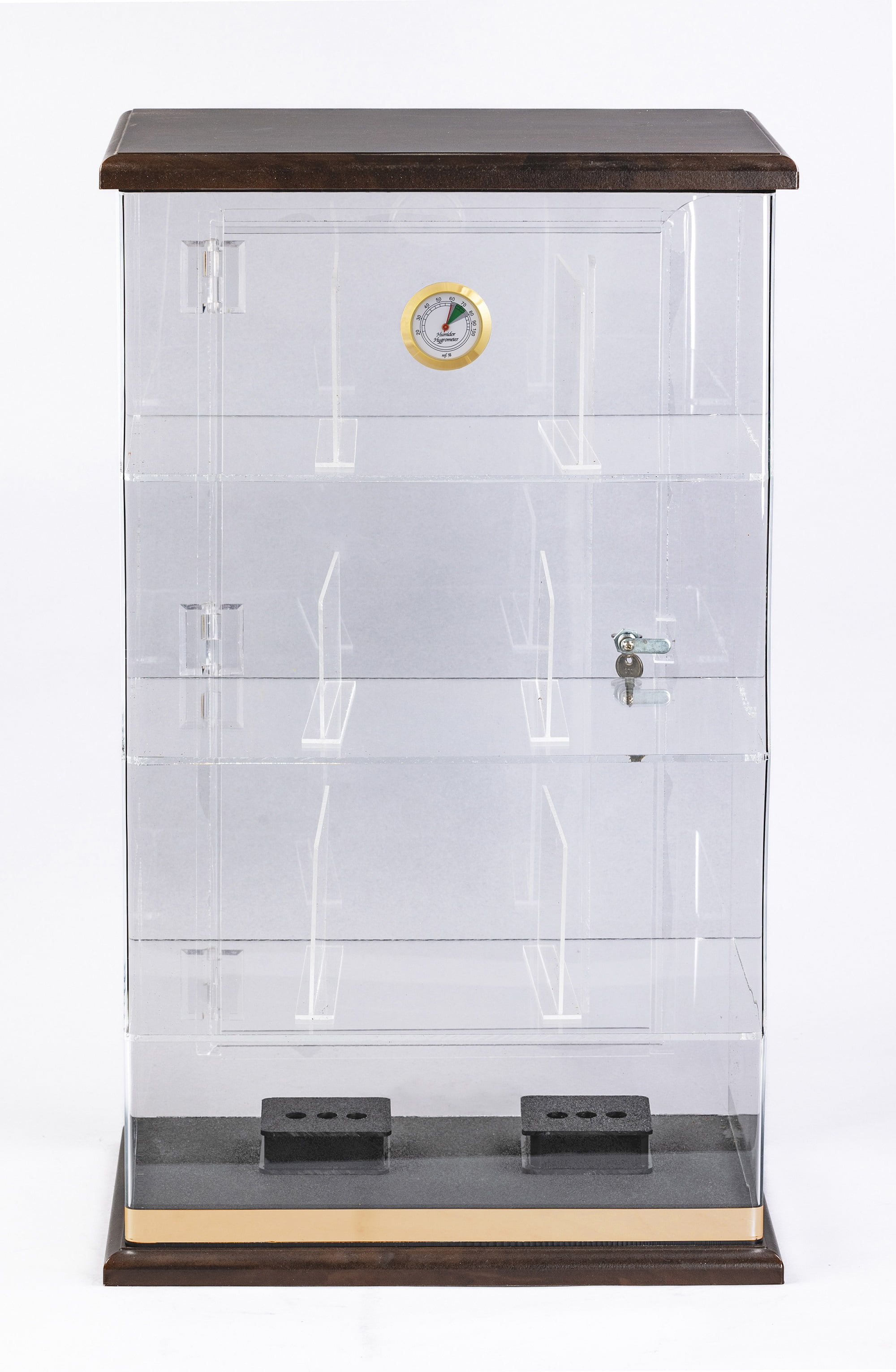 Prestige Import Group Roosevelt Wood Acrylic Display Cigar Humidor w 9 Bins & Hygrometer - Holds Up to 250