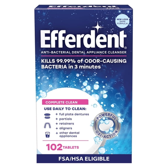 Efferdent Anti-Bacterial Denture Cleanser Tablets - 102 ea