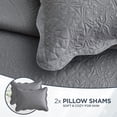 thumbnail image 2 of Moonlight20015 2 Piece Quilt Set Lightweight Microfiber Bedspread Modern Floral Embossing Gray Twin, 2 of 9