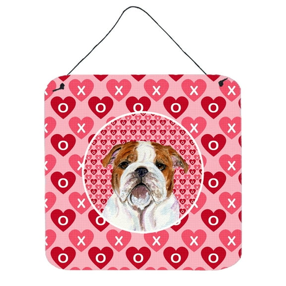 Carolines Treasures SS4484DS66 Bulldog English Hearts Love Valentines Day Wall or Door Hanging Prints 6HX6W multicolor