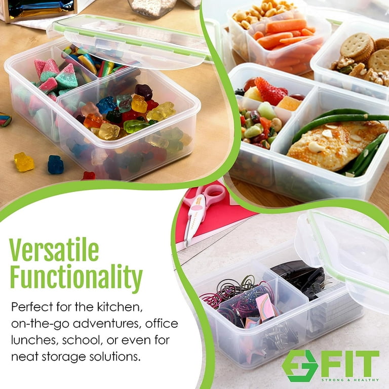 FIT Strong & Healthy 2 & 3 Compartment Glass Meal Prep Containers