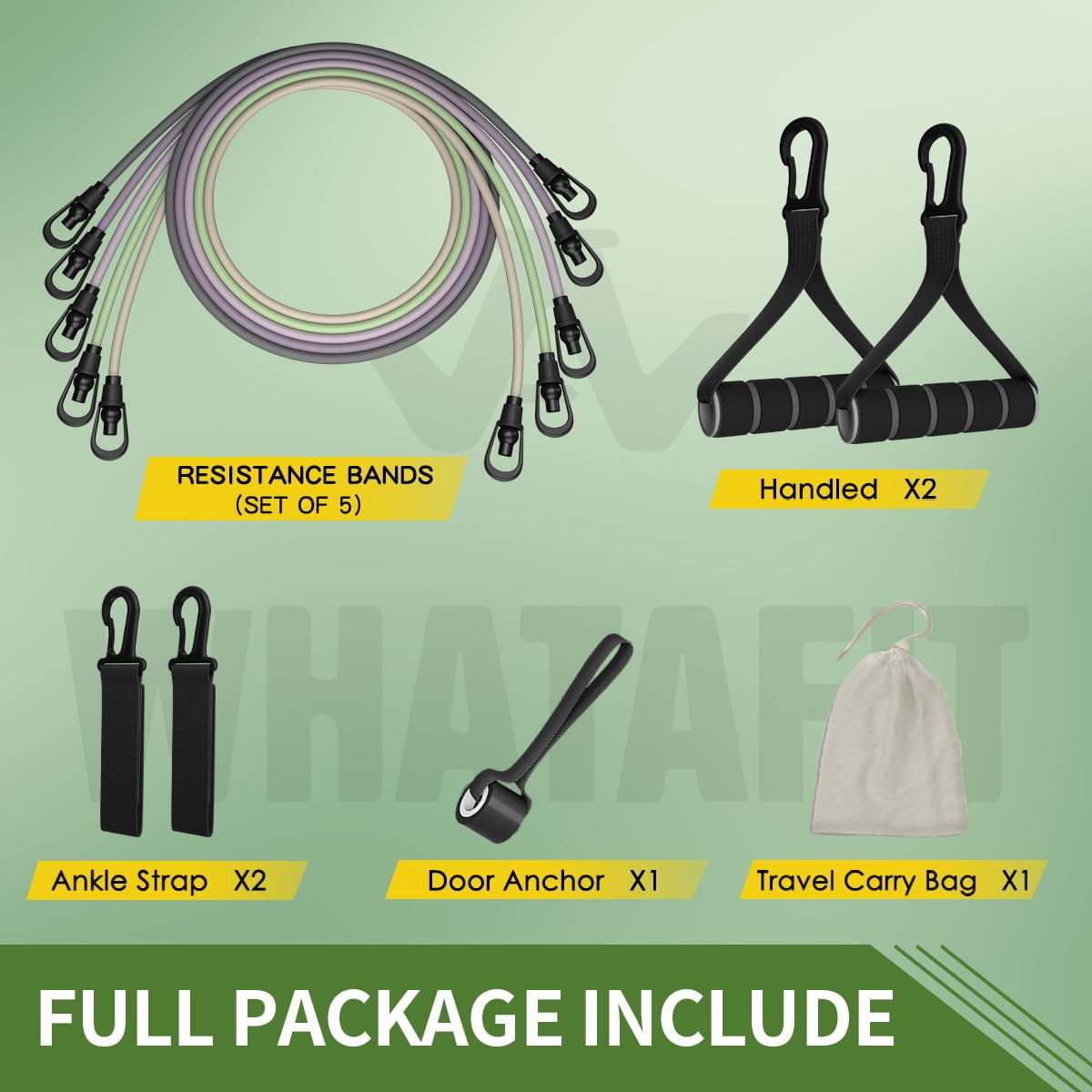 Resistance Bands Set with Handles - Exercise Bands Home Gym Strength Training Equipment, Includes Door Anchor & Ankle Straps for Full Body Workout Bands, Physical Therapy
