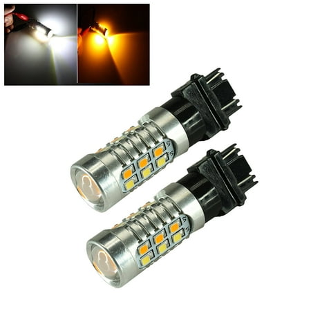3157 CK Socket 2835 Chip 22-LED White/Amber Switchback Turn Signal Light Bulbs (3157, White/Amber)