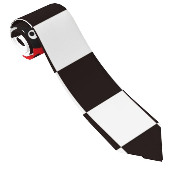 Xecao Ladybugs Of Black And White Checkers Print Tie For Men Necktie Woven Jacquard Neck Ties,Classic Men's Tie