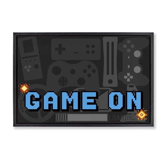 Stupell Industries Contemporary Game On Arcade Black Floating Frame Canvas Art, 25 x 17, by Kim Allen