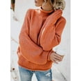 thumbnail image 3 of Women'S Winter Autumn Solid Color Lantern Sleeve Long Sleeve Sweater Pullover Coat Orange Red XXL, 3 of 6