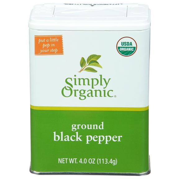 Simply Organic, Organic Ground Black Pepper, GMO Free, 4 oz Can