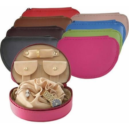 Royce Leather Mini Jewelry Zippered Travel Case in Genuine Leather