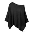 thumbnail image 3 of Sheer Beach Cover Ups for Women Solid-Colo Loose Fit Through Asymmetrical Knit Poncho Tops Beach Lightweight Sun Tunic Top(Black.), 3 of 4