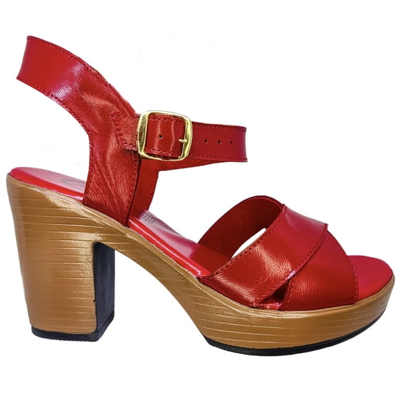 Huarache Cómoda Plataforma Moda Piel Cabra Tacon 9.0 cmR14 22-27 Rojo