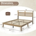 thumbnail image 4 of Tydimor Bed Frame with Headboard & LED Light, Rattan Queen Beds with Charging Station and Bookcase Storage Shelf, No Box Spring Needed, 4 of 7