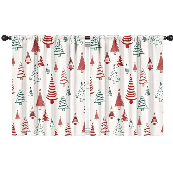 Blackout Kids Curtains,Multicolor Christmas Tree Pattern Childrens Insulated Curtains Set Of 2,Bedroom Essentials,Toddler Room Decor 42"x54"