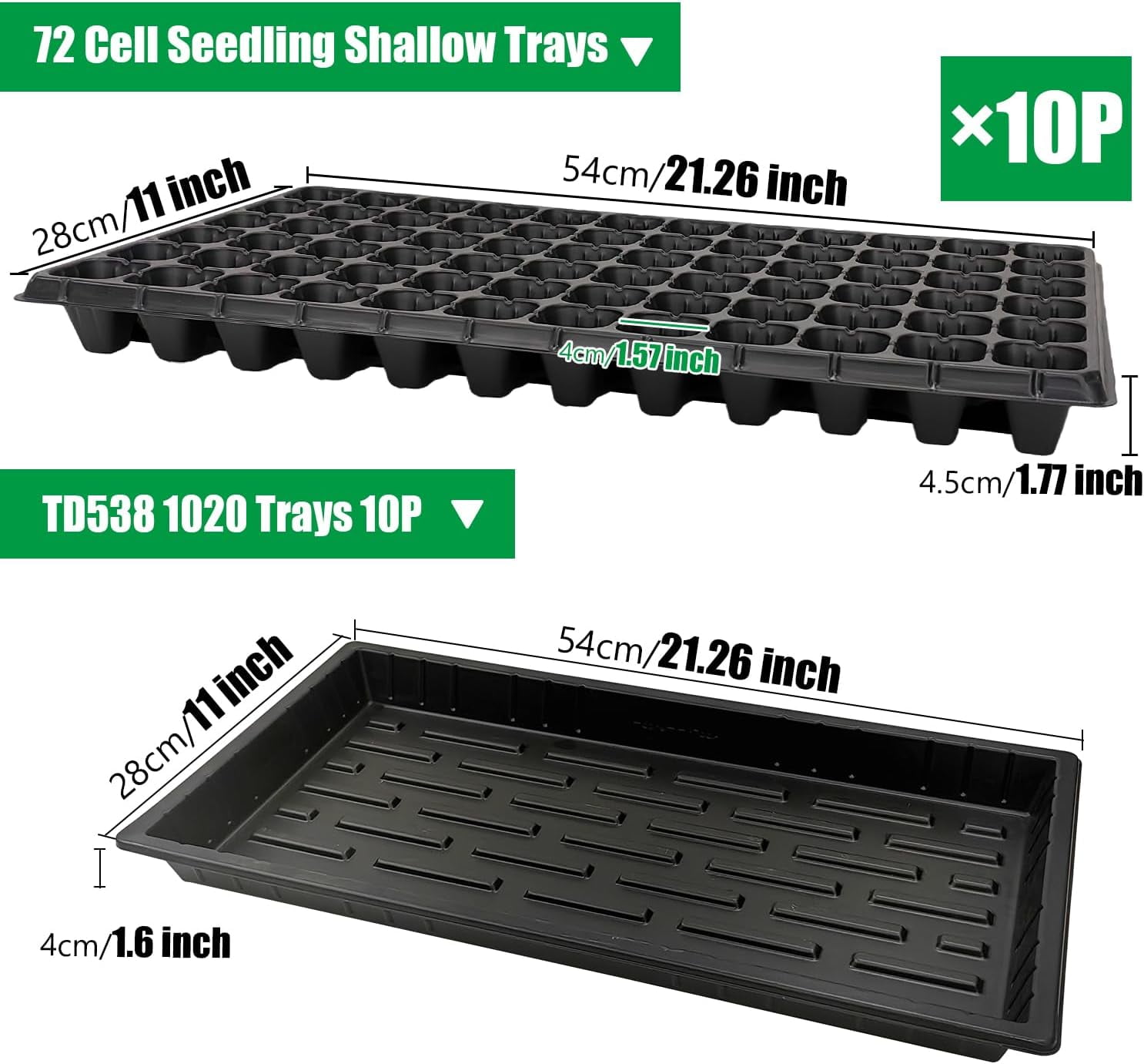 Seed Starter Trays and Plug Trays, Thick Durable Plastic Nursery Tray for Germination