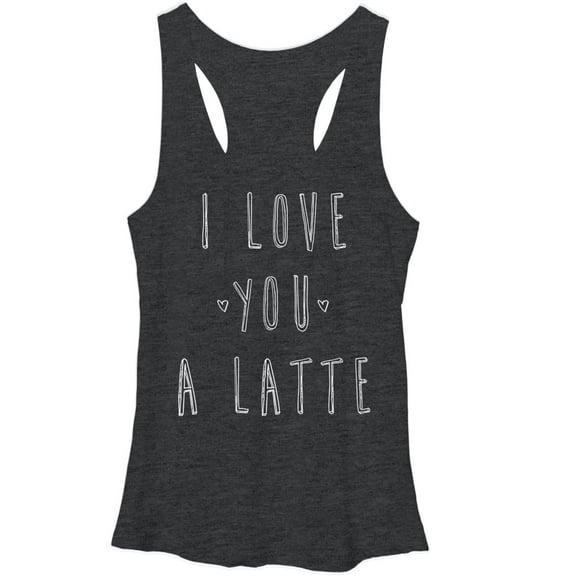 Women's CHIN UP I Love You a Latte Racerback Tank Top Black Heather Small