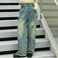 thumbnail image 2 of Ruyang Teen Girls Baggy Jeans High Waisted Ripped jeans for Girls Distressed Wide Leg Denim Pants with Pockets, 2 of 9