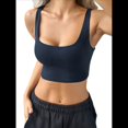 thumbnail image 3 of Camiseta Básica Sin Mangas para Mujer, Cuello en U, Ropa Informal de Verano. Azul Marino L, 3 of 8