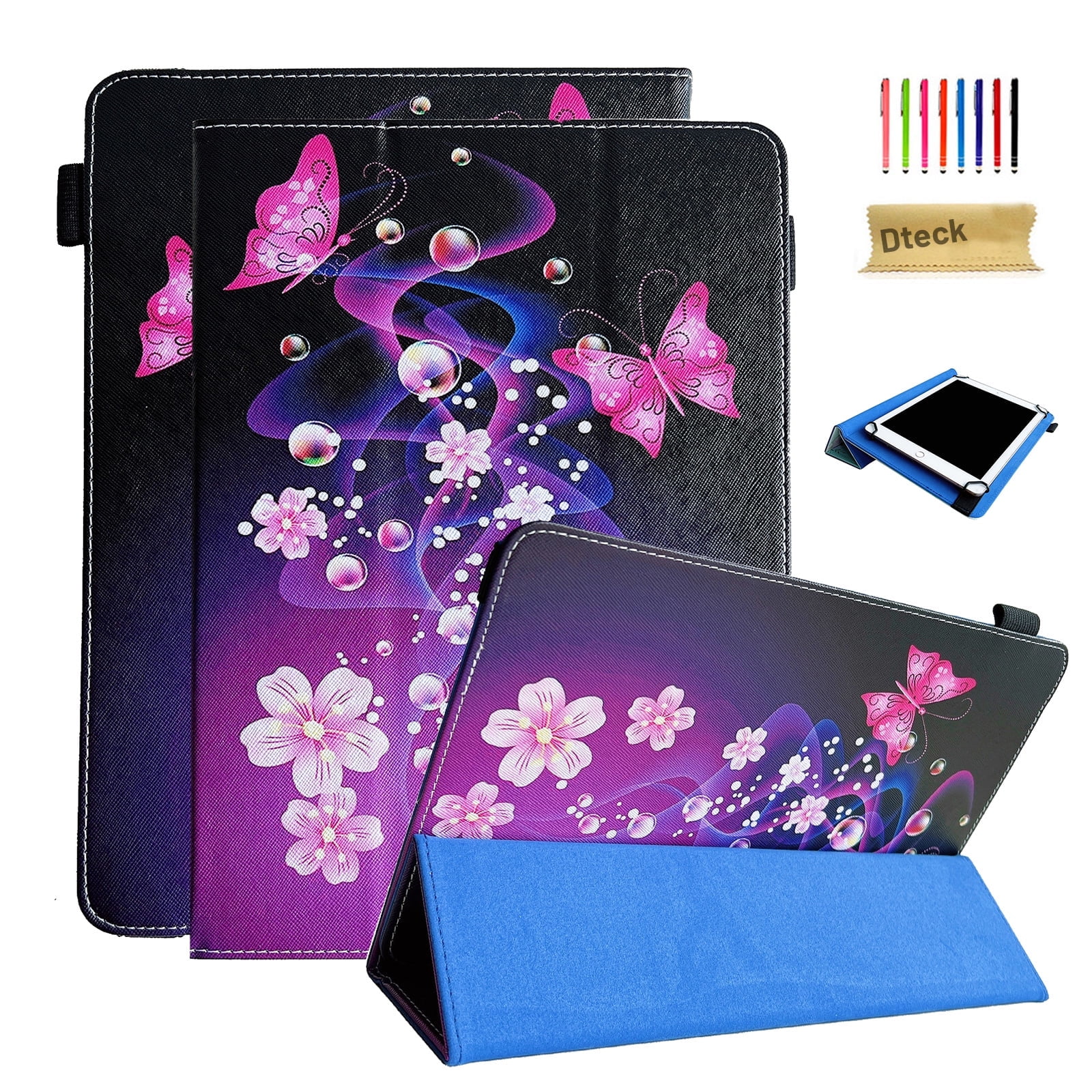 TECH CIRCLE Universal Case for 7.9" to 8.4" Tablet - Fold Stand Flip Leather Case for Onn 8" /Galaxy Tab 8.0" 8.4" /Lenovo Tab 8" /iPad Mini 7.9" 8.3" /Gateway 8 Inch Android Tablet, Pink Butterfly