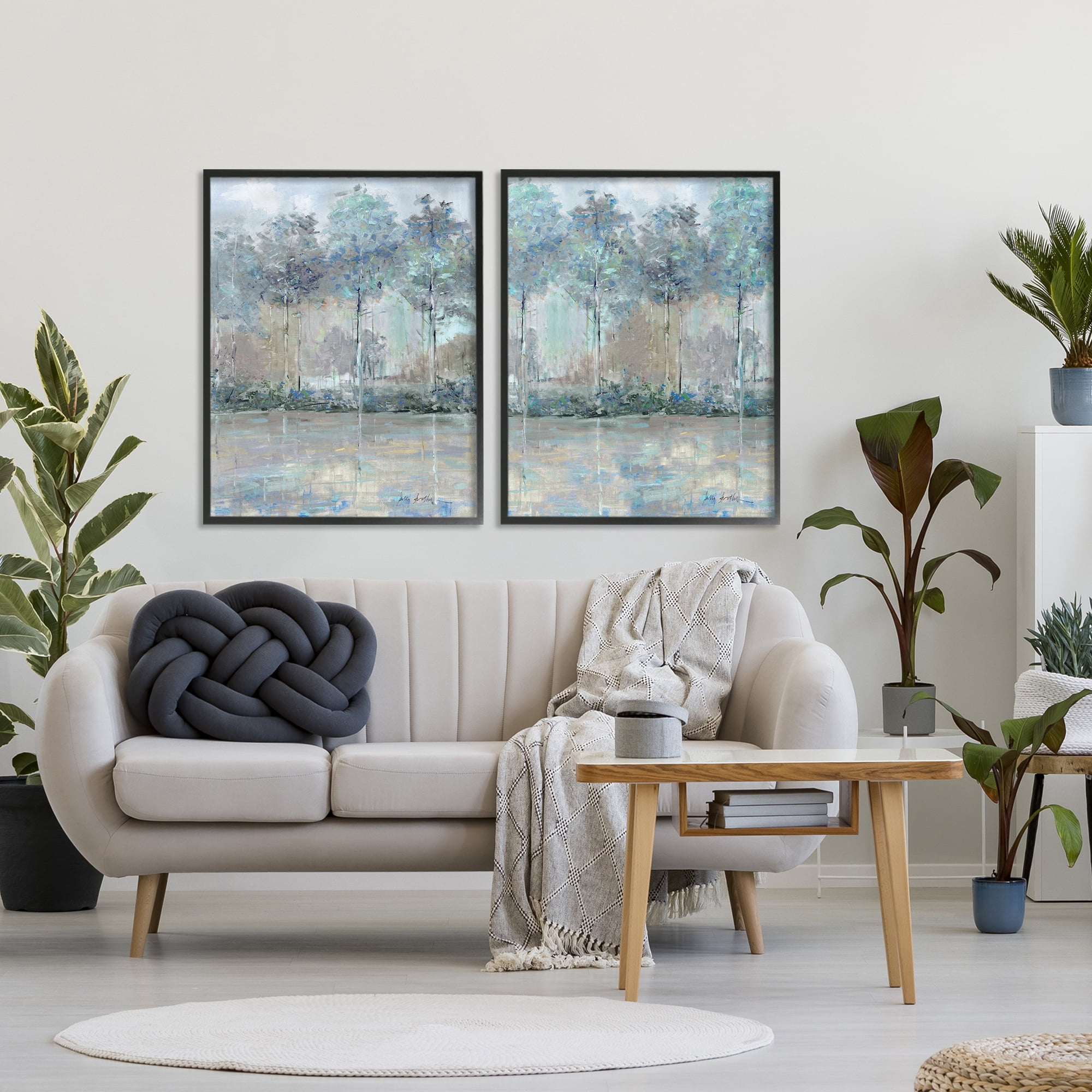 Stupell Industries Subdued Tree Landscape Impression 2 Piece Black Framed Giclee Art Set, design by Sally Swatland