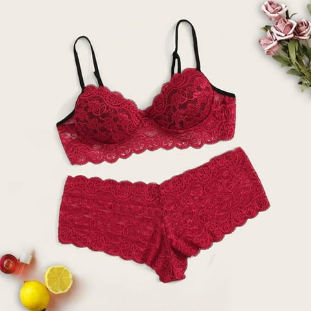 

RPVATI Women Sexy Lingerie Set Plus Size Push Up Teddy Bodysuit Sexy Lace Velvet Bra and Panty Set