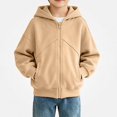 thumbnail image 2 of Piuwrlz Fall Winter Hoodies Boys with Pockets Zipper Casual Hood Sweatshirts Beige Size 11 Years, 2 of 10