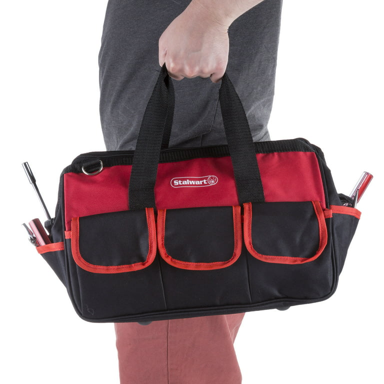 bucket organizer tool bag 10 in zipper pockets handle strap construction  jobsite