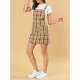 thumbnail image 5 of INSPIRE CHIC Women's Christmas Adjustable Strap Plaid Suspender Overall Dress L Brown-White, 5 of 8