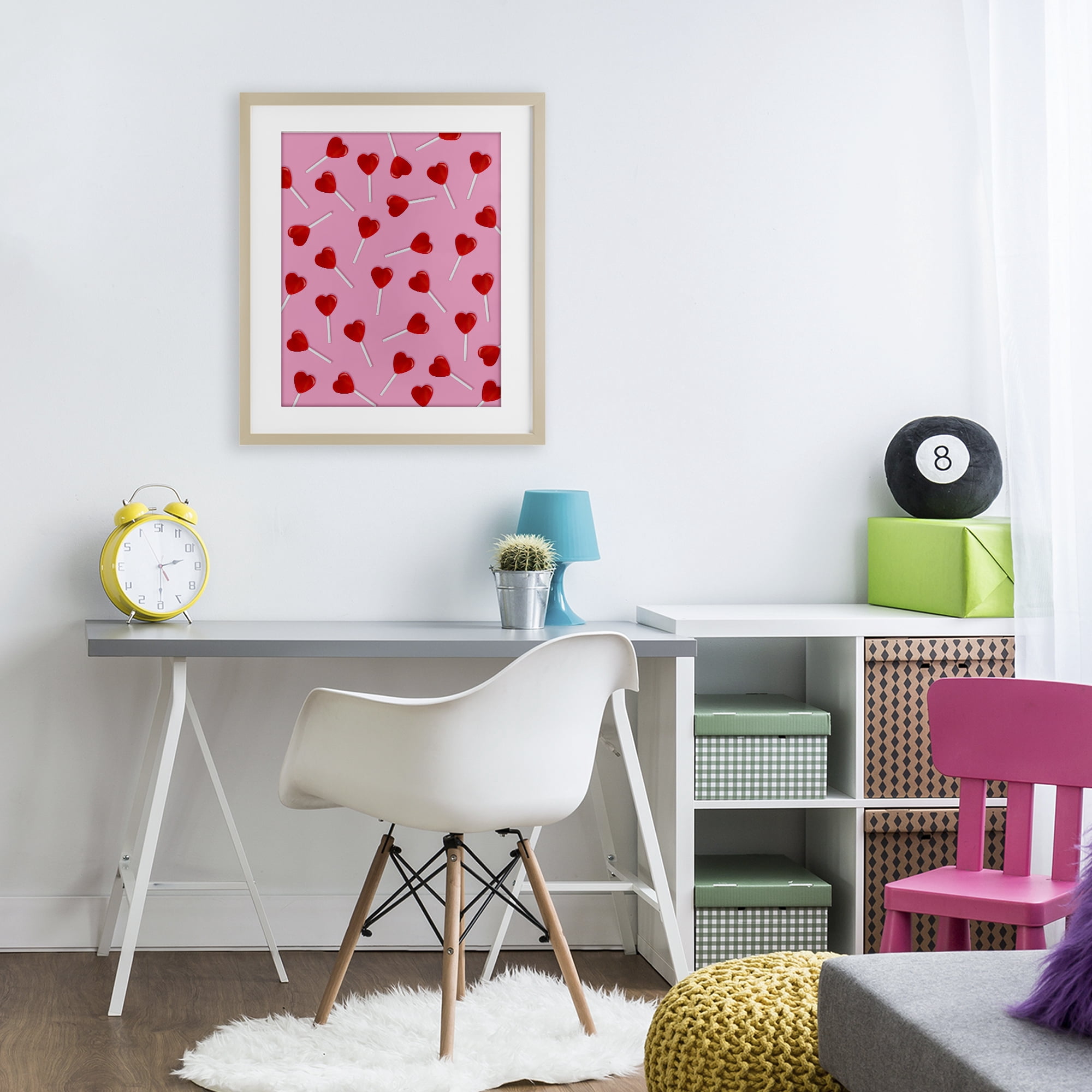 Stupell Industries Heart Lollipop Pattern Birch Framed Print Under Glass, design by LISH Creative
