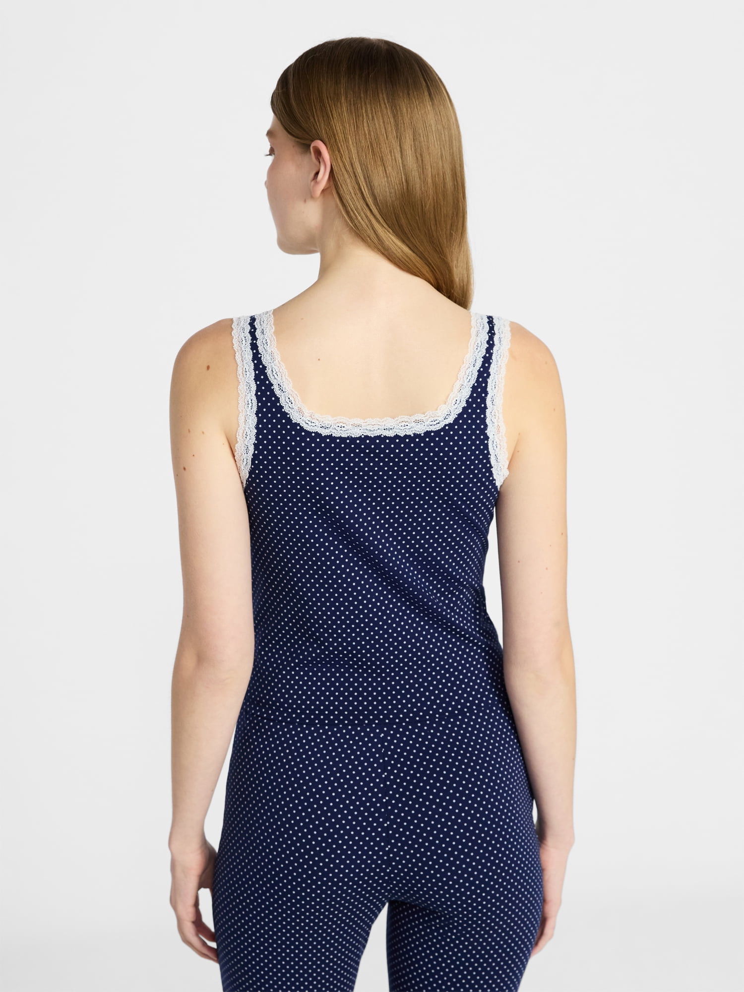 No Boundaries Single Jersey Lace Sleep Tank Top, Women's XXS-3X