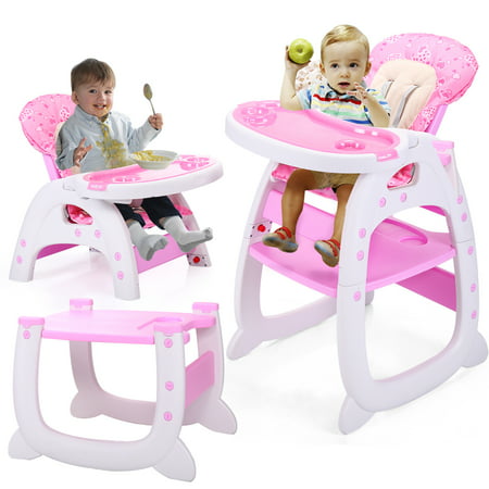 Jaxpety Baby High Chair Table 3 in 1 Convertible Play Seat Booster Toddler with Tray,