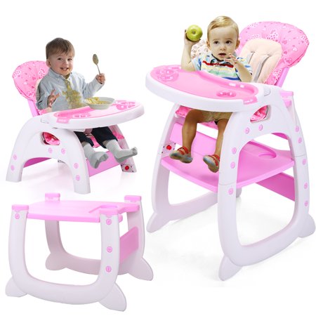 Jaxpety Baby High Chair Table 3 In 1 Convertible Play Seat Booster Jaxpety Baby High Chair Table 3 In 1 Convertible Play Seat Booster Toddler With Tray Pink