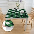 thumbnail image 2 of BANET St Patrick's Day Checkered Fabric Square Table Cloth-Polyester , Table Cover Protector for Party, , Dinner Decoration Use, Green &amp; White 46*46, 2 of 8