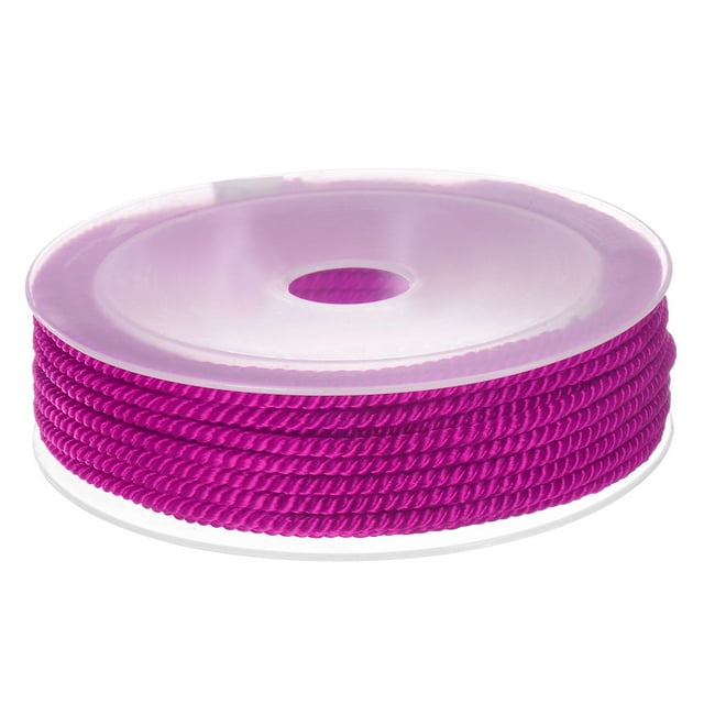 Unique Bargains Twisted Nylon Twine Thread Beading Cord 3mm 7M/23 Feet Extra Strong Braided Nylon String, Hot Magenta