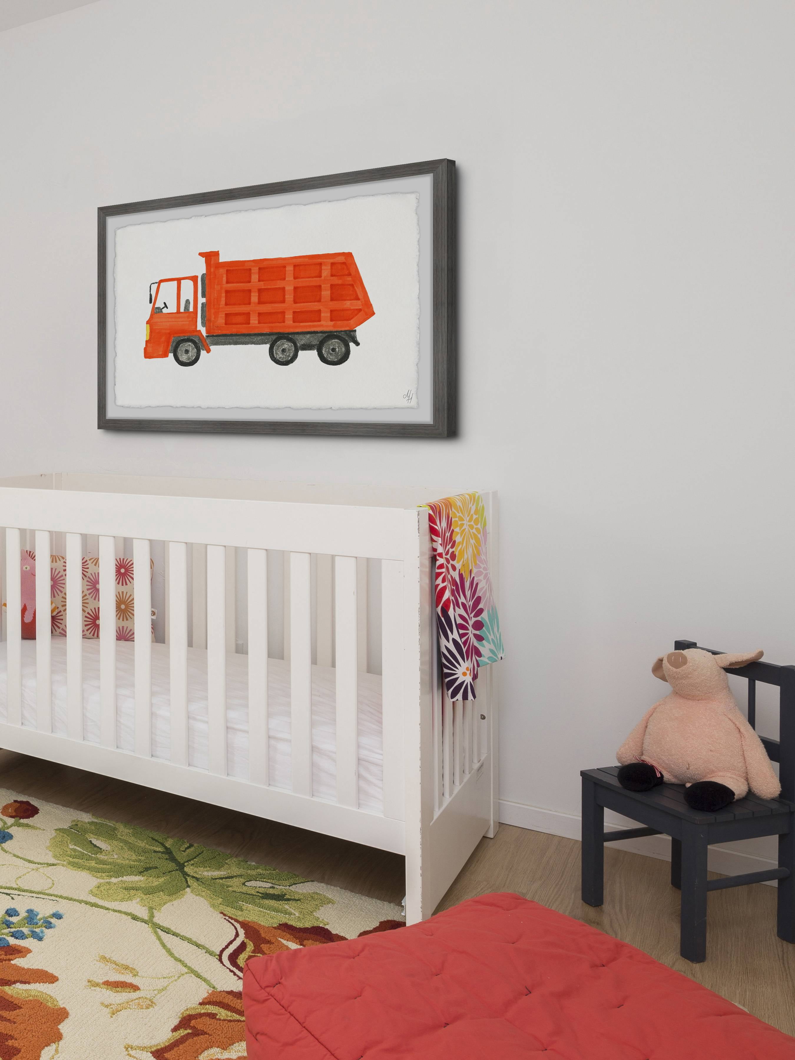 Marmont Hill Orange Dump Truck Framed Wall Art