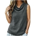 thumbnail image 2 of Omexry Tank Top Fashion Women's Casual Comfortable Solid Sleeveless Cowl Neck Blouse Tank Tops, 2 of 9