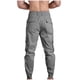 thumbnail image 3 of Pantalones cargo de algodón para hombre, de longitud completa, informales, de color liso, con bolsillos y cintura elástica, con cremallera en la pierna, 3 of 3