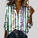 thumbnail image 1 of TaTaai Womens Carnival Print Long Sleeve Shirt Round Neck Casual Polyester Blouse Lightweight Festival Holiday Top Runs Small Gift, 1 of 5