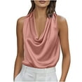 thumbnail image 2 of Njagoc3 Women's Satin Halter Neck Sleeveless Blouses, Casual Elegant Loose Fit Tank Tops for Women, 2 of 6