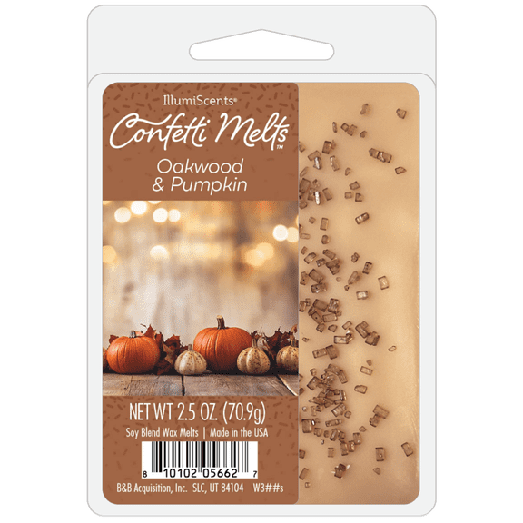 Illumiscents Confetti 2.5 oz Wax Melts Oakwood & Pumpkin