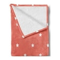 thumbnail image 2 of Coral Soft Flannel Fleece Throw Blanket, Minimalist Neat Star on Empty Outer Space Elements Themed Greeting Design Image, Cozy Plush for Indoor and Outdoor Use, 50" x 70", Coral White, by Ambesonne, 2 of 5