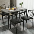 thumbnail image 3 of 5 Piece Dining Table Set for 4, Modern Small Table and Chairs Set with Metal Frame, Rectangular Dining Room Table for Kitchen, Small Space Dinette, Gray or Retro Color, 3 of 8